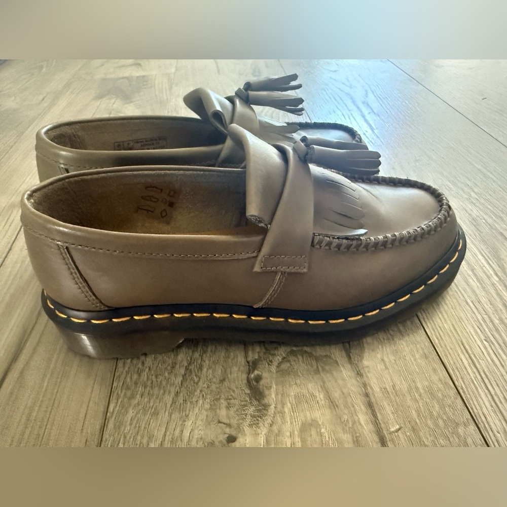 Dr. Martens Adrian Olive Yellow Stitch Tassel Loafers